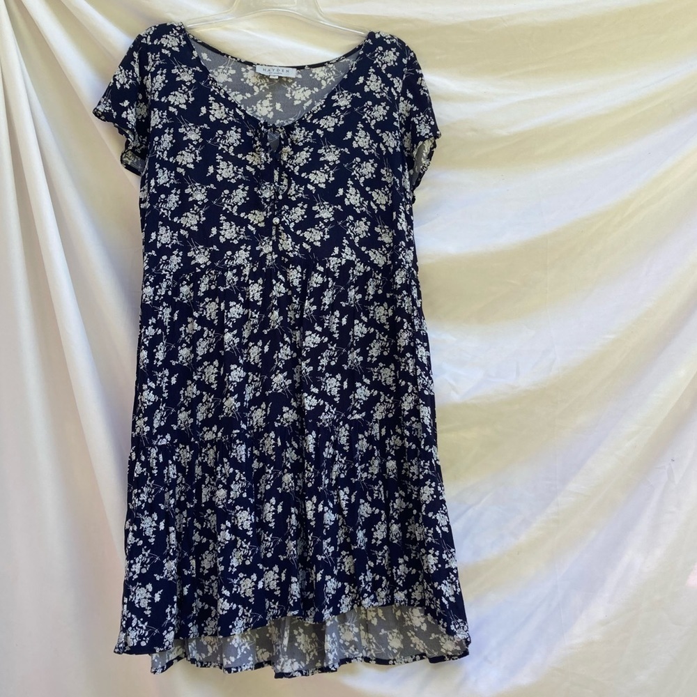 Hayden black and white floral baby doll dress, size medium